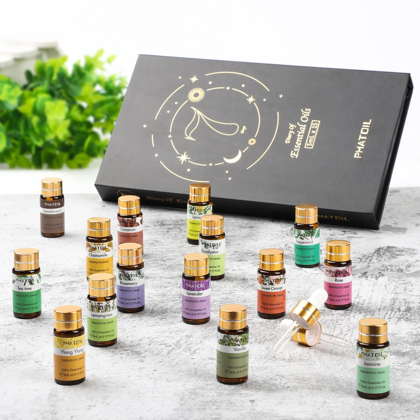 PHATOIL Essential Oils Gift Set 15 Pieces Pure Plant Extracts
