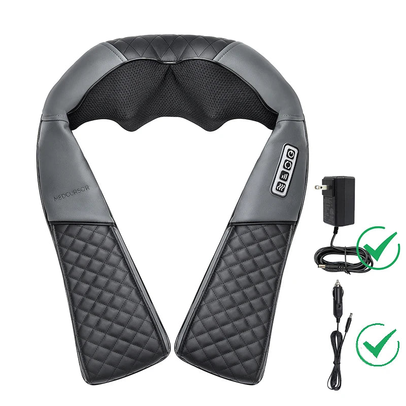 Shiatsu Neck and Shoulder Massager Heated Back Massager U Shape Deep Kneading Electric Massage Pillow For Neck Waist Leg Body