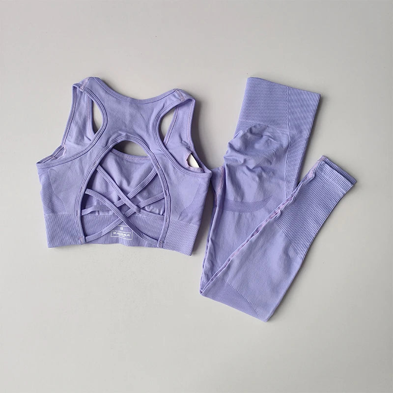 Two Piece Women Yoga Set Sports Bra Tank Top Leggings