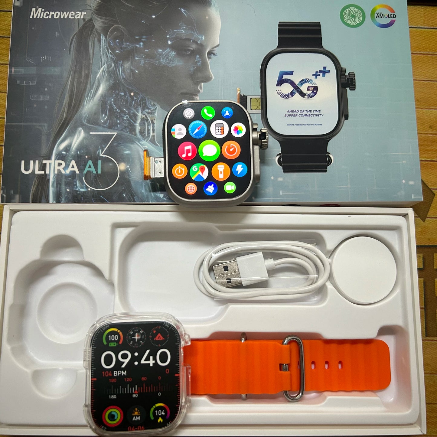 Microwear Ultra Ai3 5G Smartwatch Rotating Camera GPS Google Play