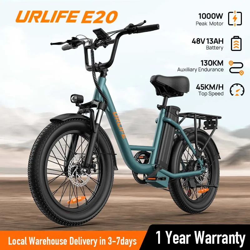 URLIFE E20 1000W Electric Fat Bike With Removable Battery