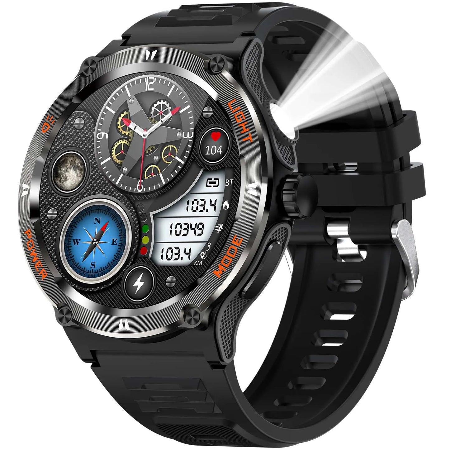 EIGIIS Smart Watch 3ATM Waterproof KT76 Compass And Heart Rate