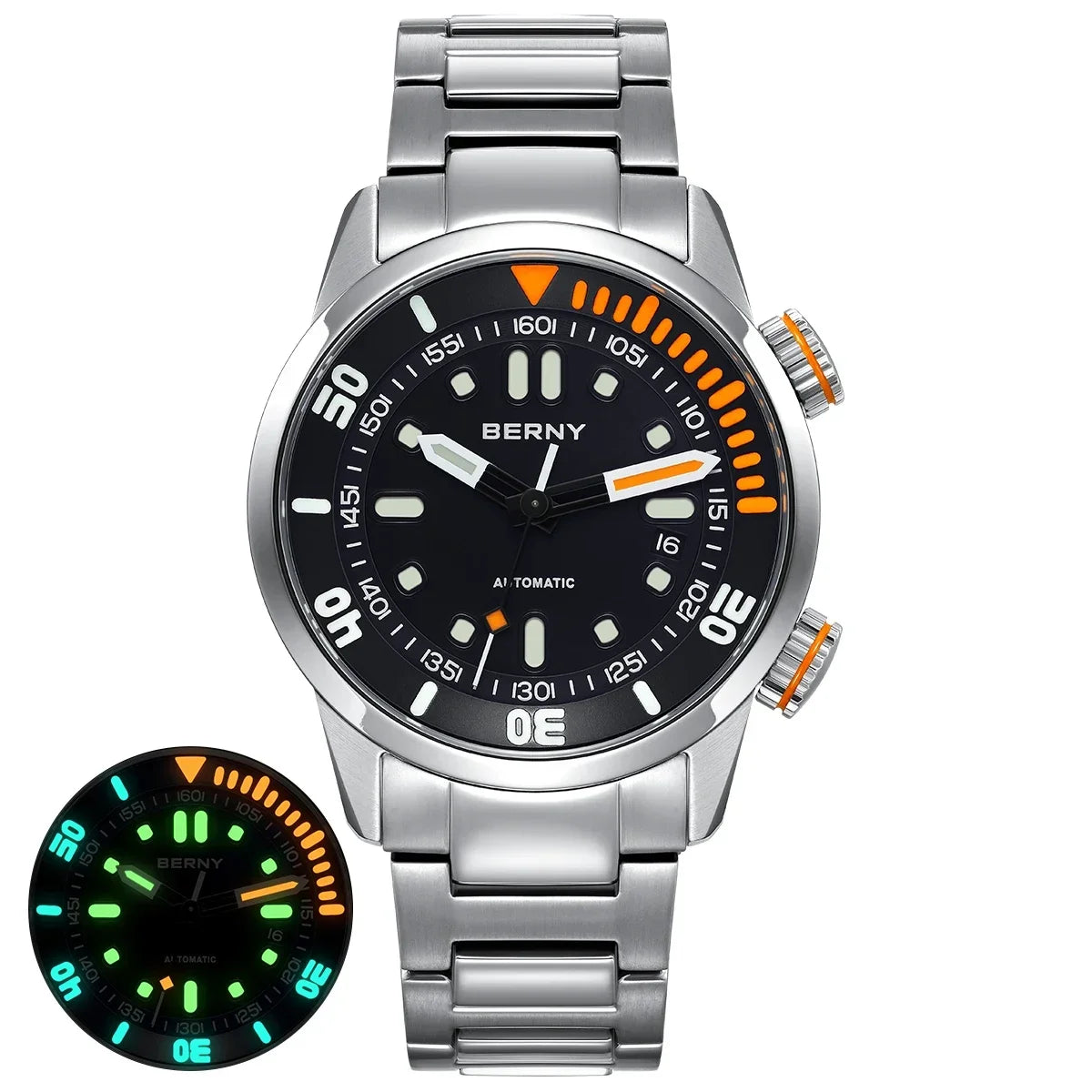 BERNY Automatic Dive Watch for Men 20ATM Sapphire Diver