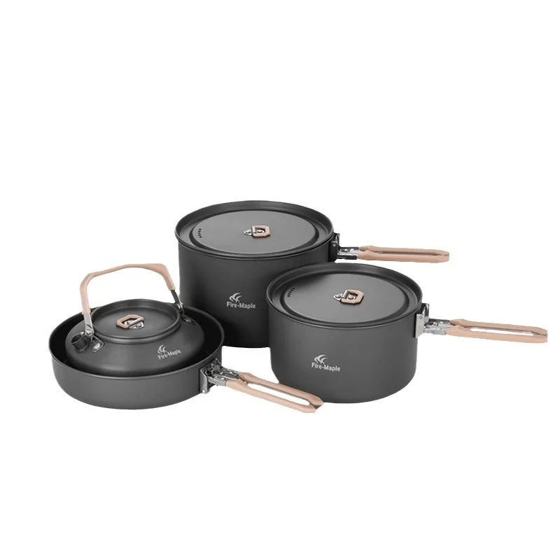 Outdoor Camping Cooker Pot Set Camping Meal Cooking Hot Pot Portable Equipment Kettle Single Pot