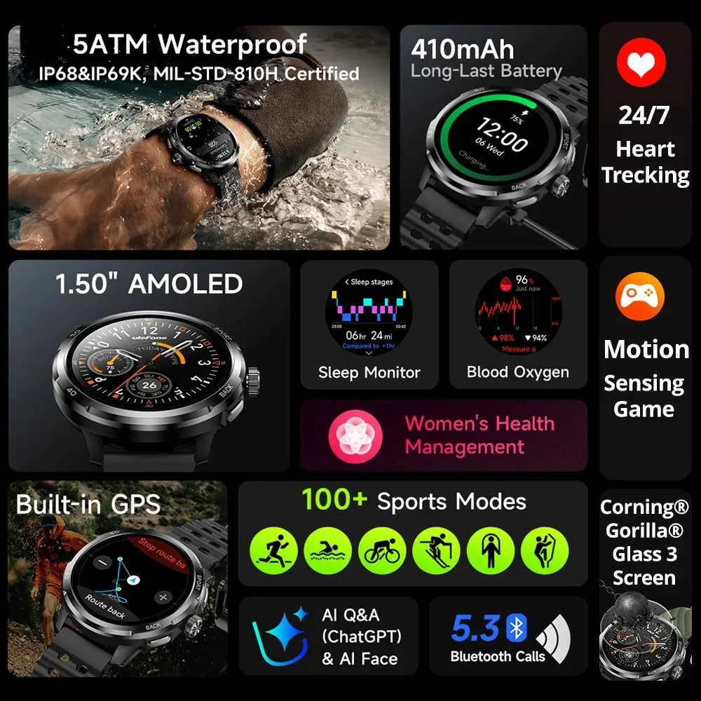 Ulefone Armor Watch Pro GPS Heart Rate Smartwatch For All