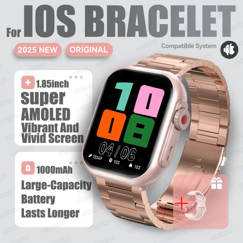 2025 Fashion Women Watch Ultra2 SE Smart Watches 1000mAh 1.85"AMOLED Full Touch Screen BT Call Smartwatch For Android IOS Ladies