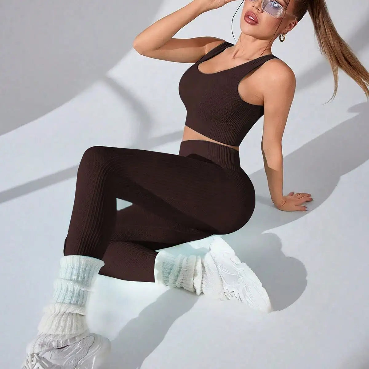 Seamless Yoga Two Piece Set Women Sports Bra And Leggings