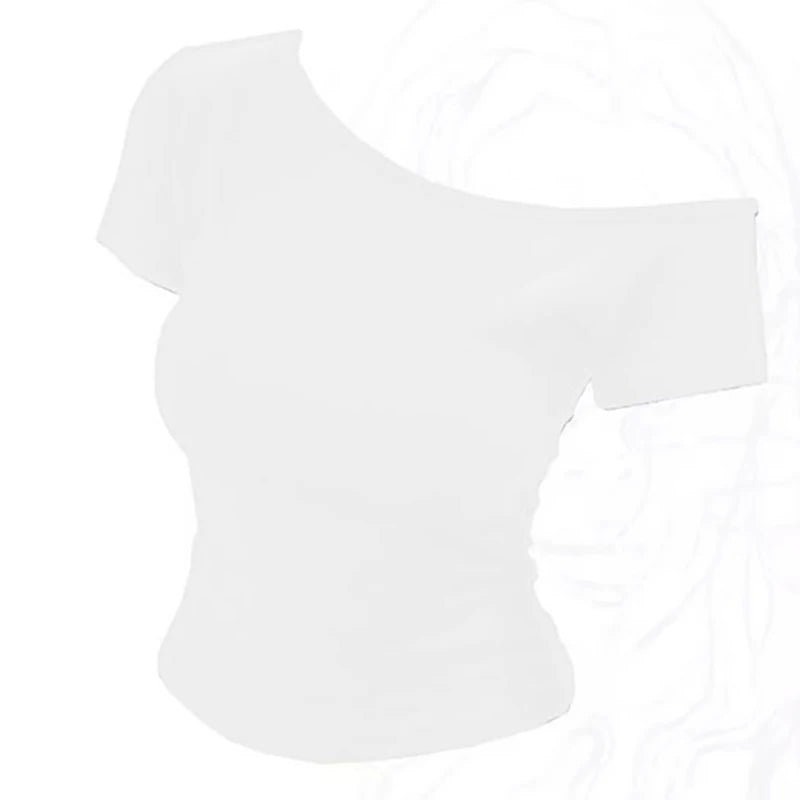 ZOYLEIR Off Shoulder Summer Top Women Slim Fit Tee
