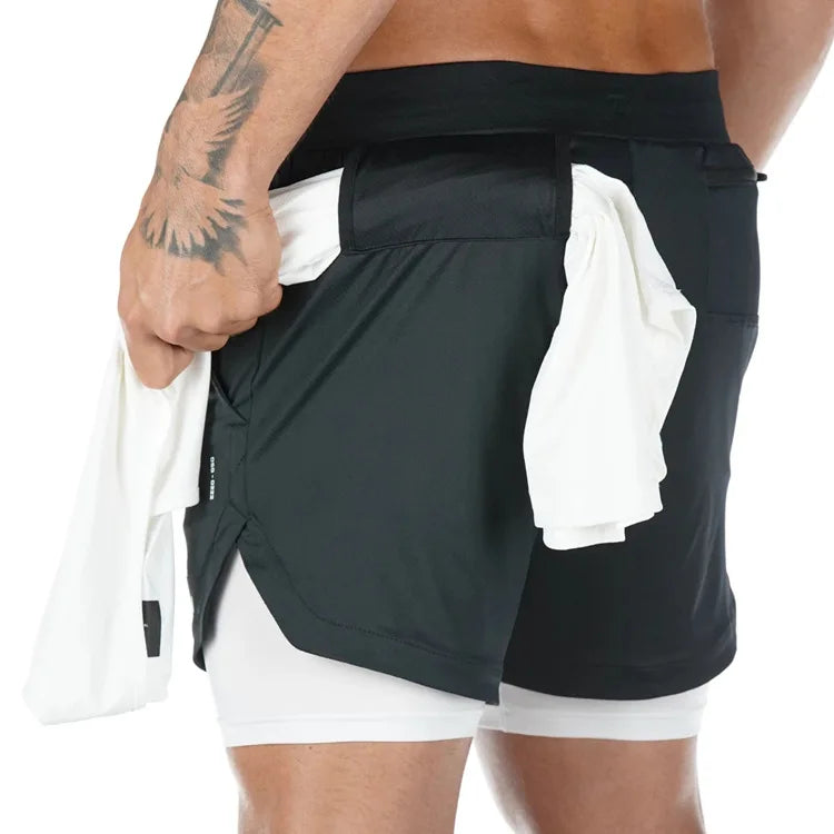 WYHYAYE Men 2 In 1 Quick Dry Running Shorts