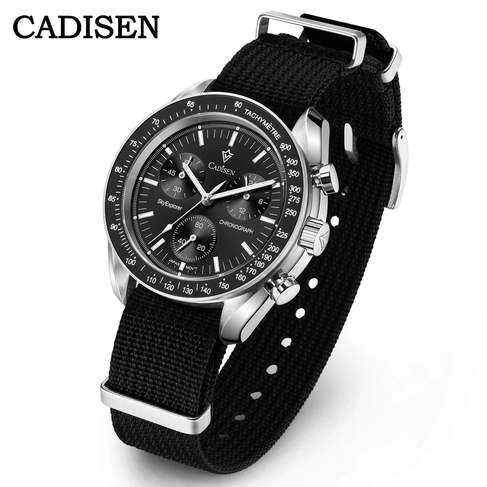 Cadisen Mens Quartz Chronograph Watch With Sapphire Crystal For Men
