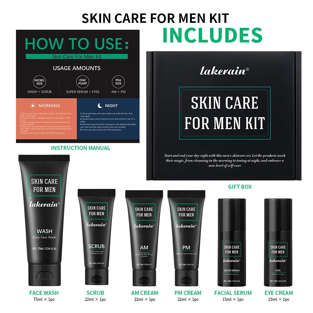 Lakerain Men Skin Care Set Hydration Oil Control SPF20