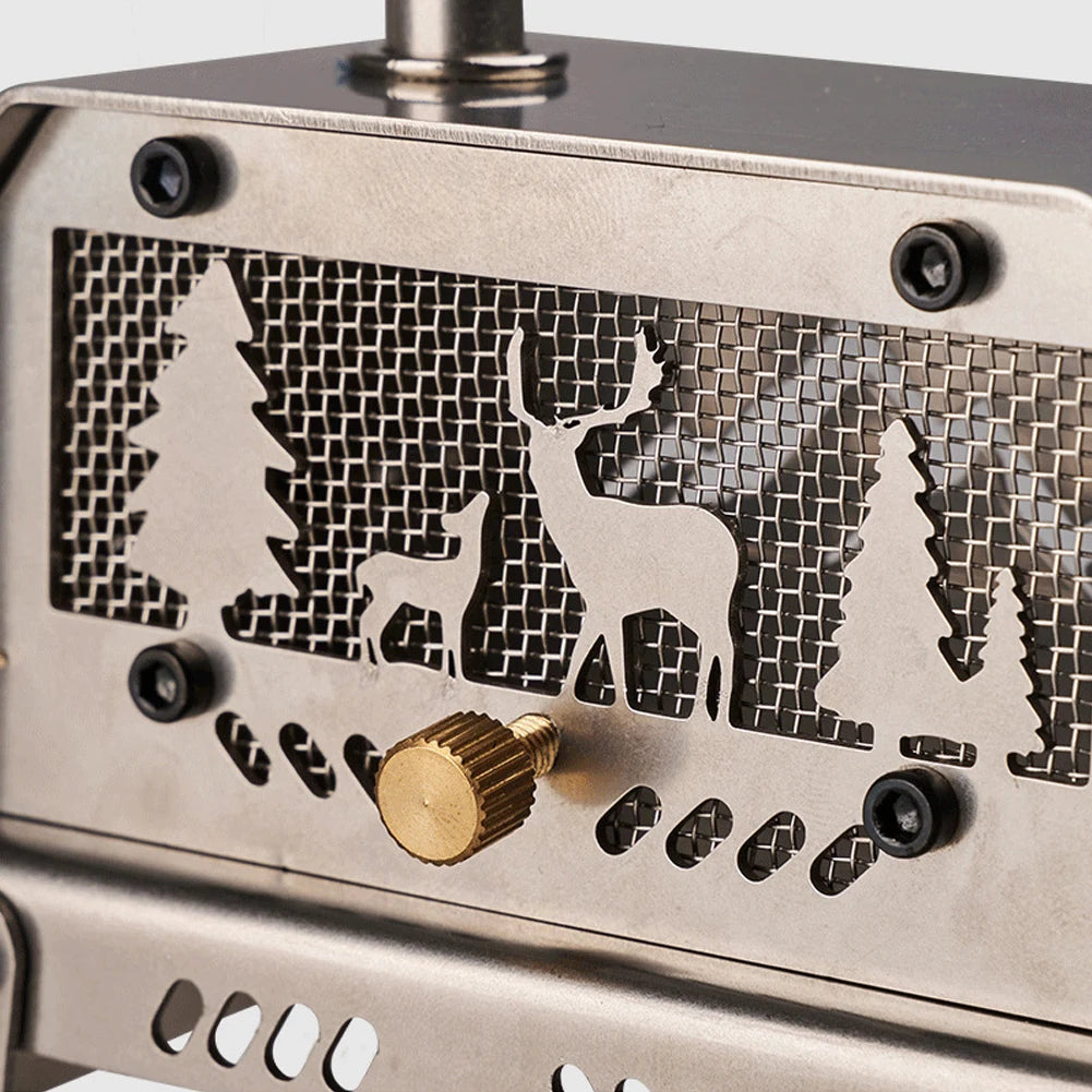 Outdoor Firewood Stove with Chimney Aromatherapy Holder Stainless Steel Wood Burning Stove for Outdoor Cooking BBQ