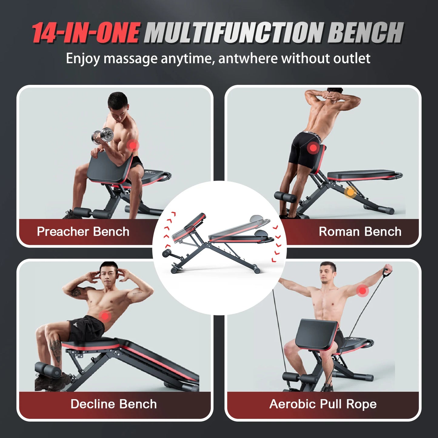 Foldable 14-in-1 Dumbbell Bench For 1000 Lbs Full Body Workout