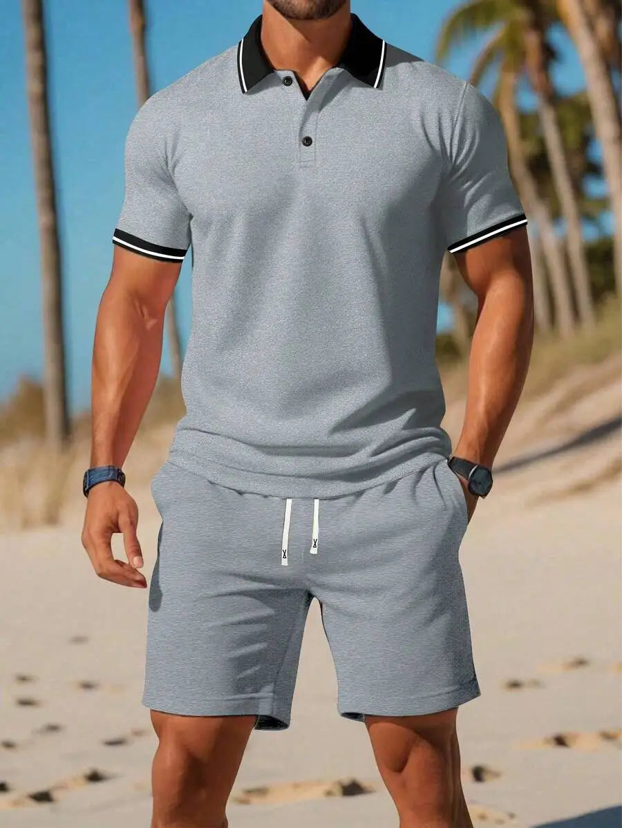 Men's Shirt And Shorts Set Casual Summer Activewear Breathable