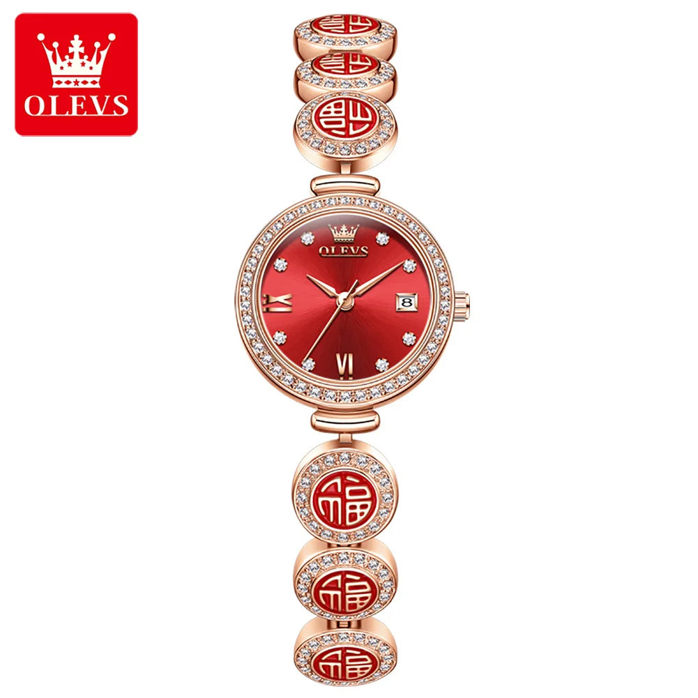 OLEVS 5630 Women Diamond Date Quartz Watch Waterproof Bracelet