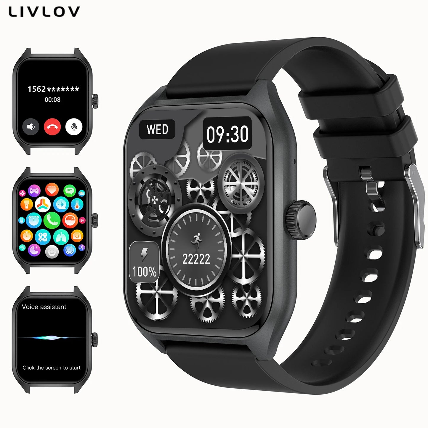 LIVLOVCP AI Voice Assistant Smartwatch With 100 Plus Sports Tracking