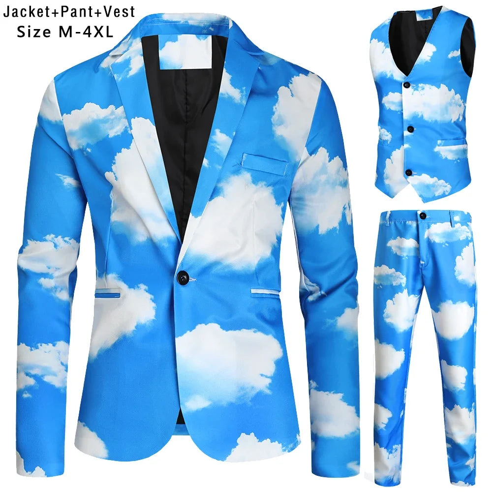 Maple King 3D Print Prom Suit Blazer 3 Piece Waistcoat