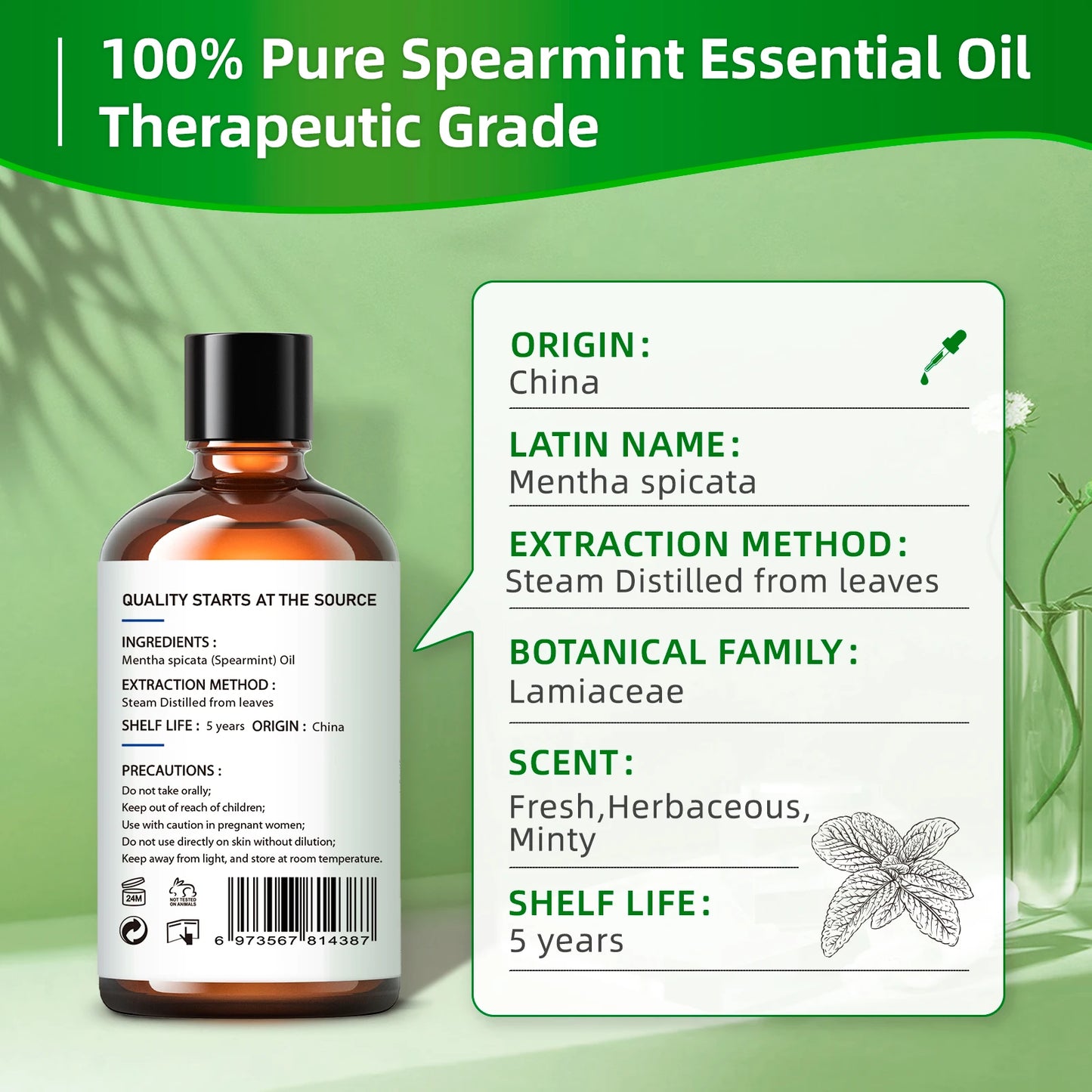 HIQILI Spearmint Vanilla Rose Cinnamon Lemon Essential Oil For Diffuser