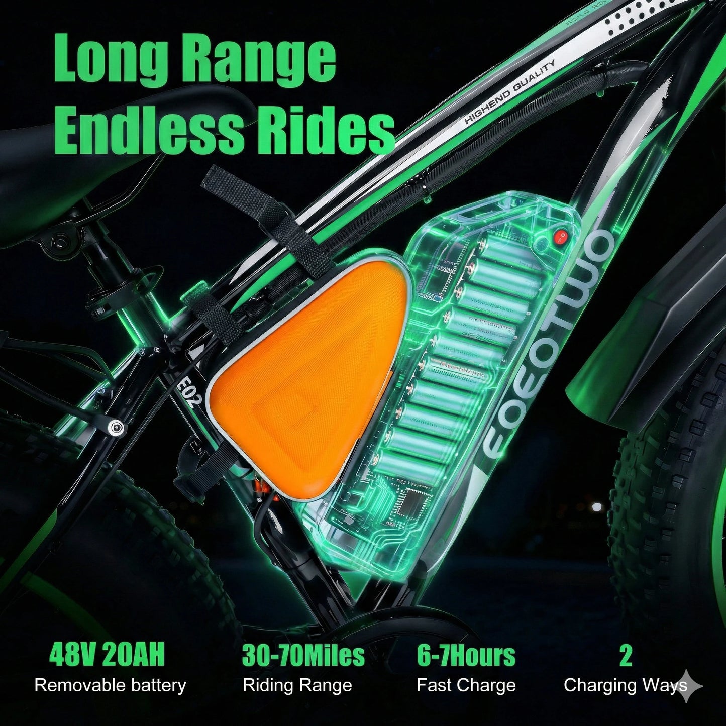 EOEOTWO Fat Tire Electric Bike 48V 20Ah 1000W Motor