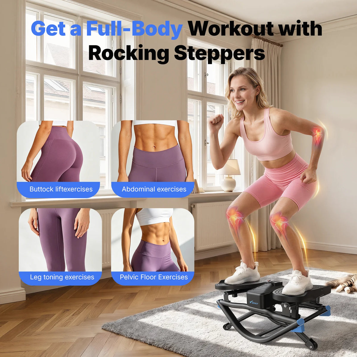 Merach Silent Rocking Stepper With Ab Twist Core Workout Machine