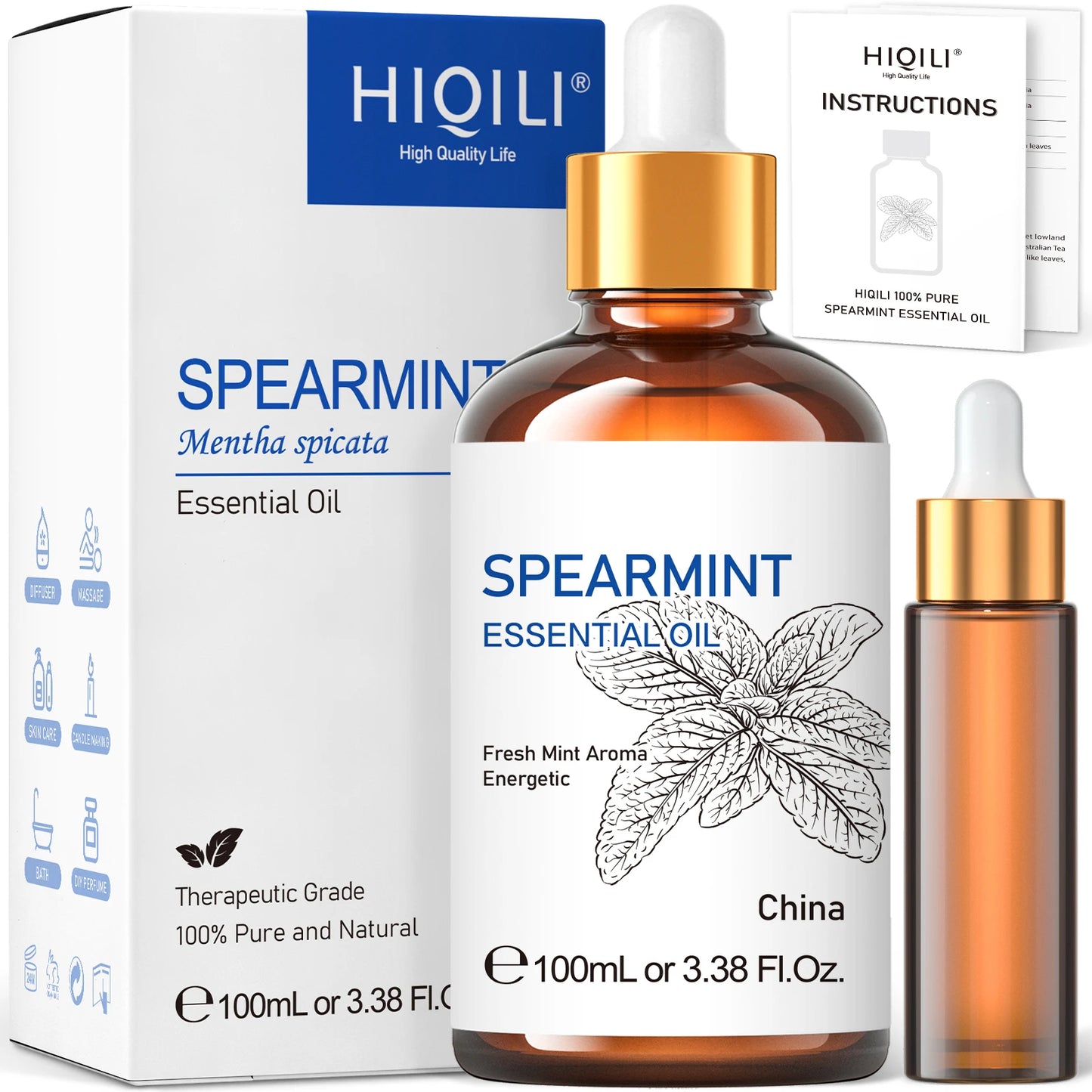 HIQILI Spearmint Vanilla Rose Cinnamon Lemon Essential Oil For Diffuser