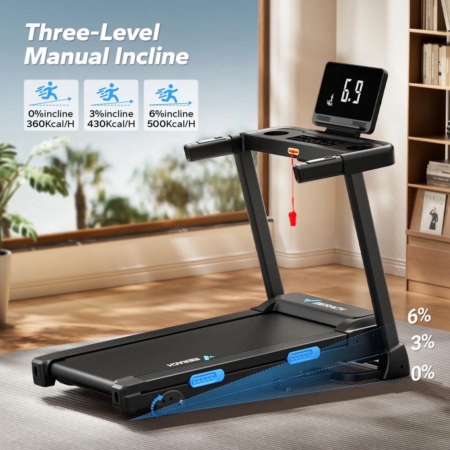 MERACH Foldable Treadmill T12 Incline With Quiet Double Deck