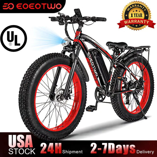 EOEOTWO Electric Fat Tire Mountain Bike 1500W Motor 34MPH Aluminum