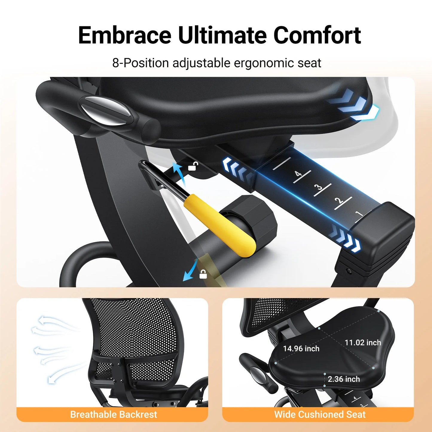 MERACH Recumbent Exercise Bike For Home Use With Heart Rate