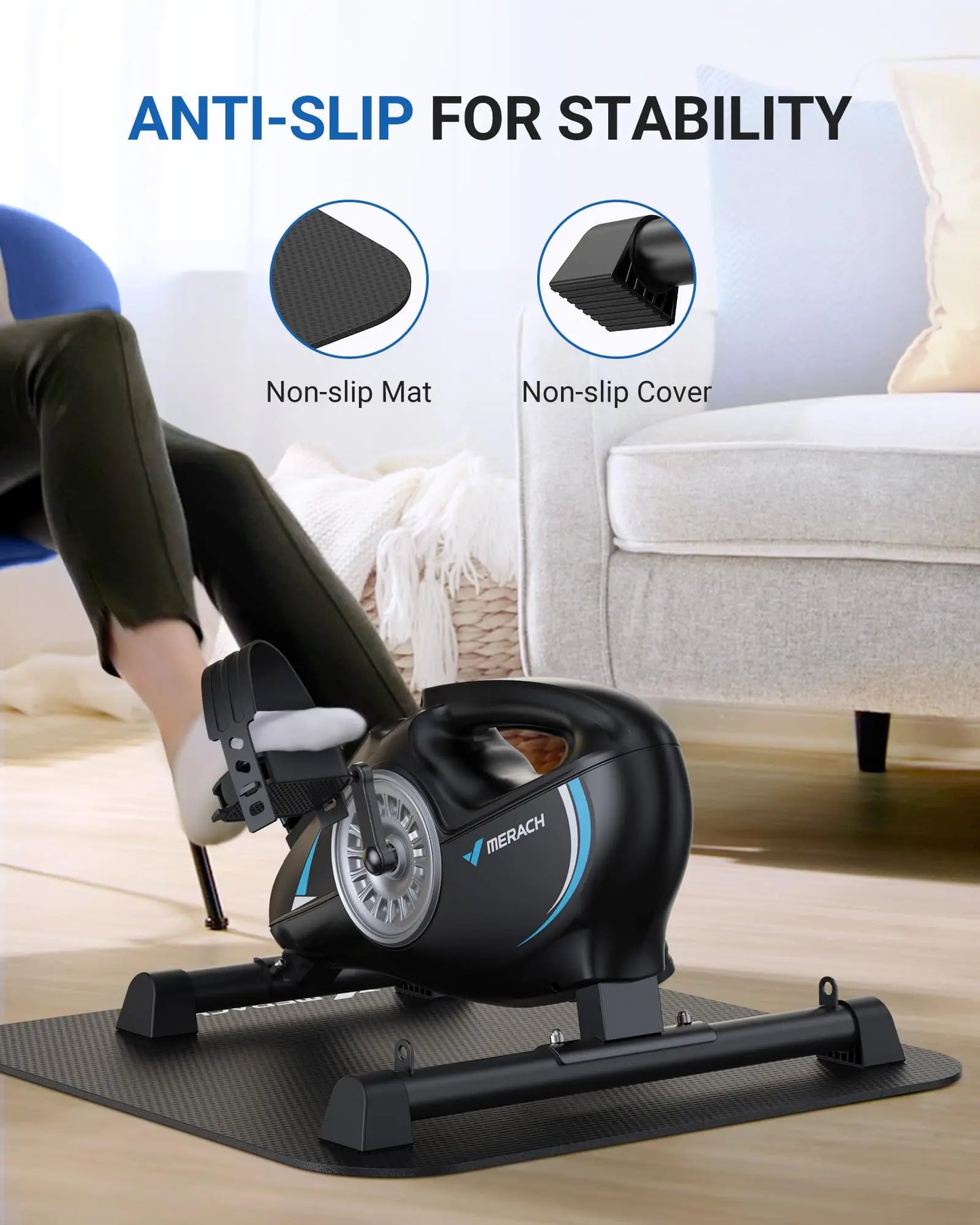 MERACH Under Desk Bike Pedal Exerciser With Quiet Magnetic Resistance And App