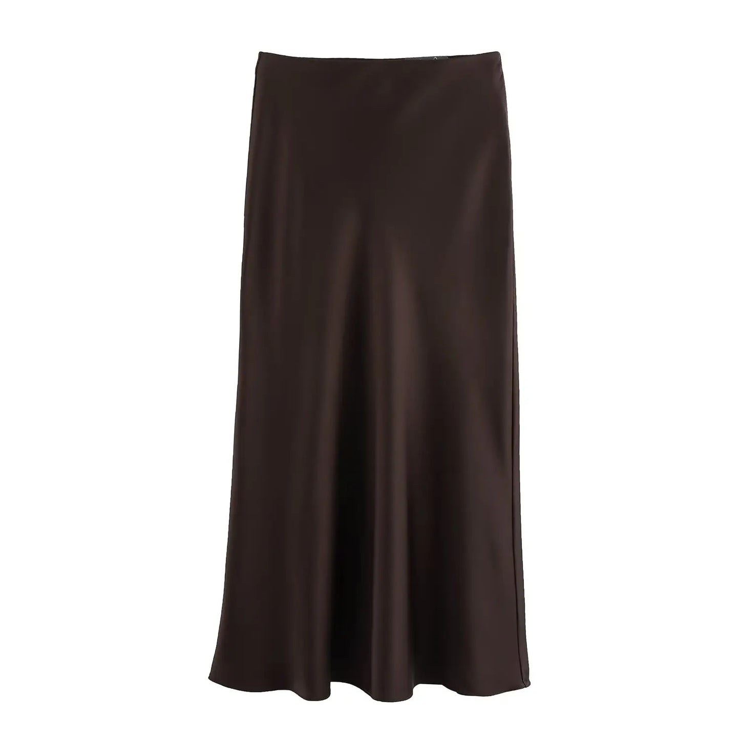 KONDALA Vintage Satin Skirt Women High Waist Elegant Silky