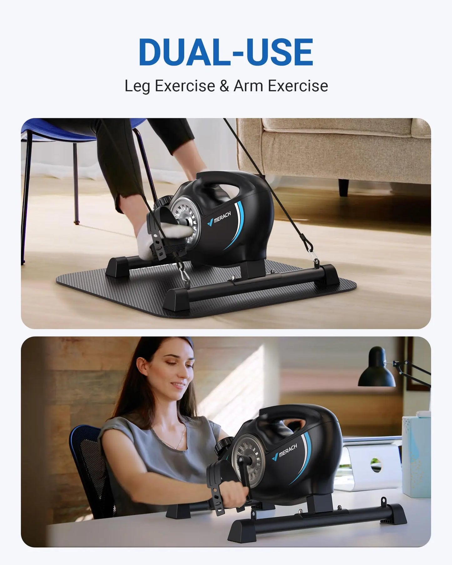 MERACH Under Desk Bike Pedal Exerciser With Quiet Magnetic Resistance And App