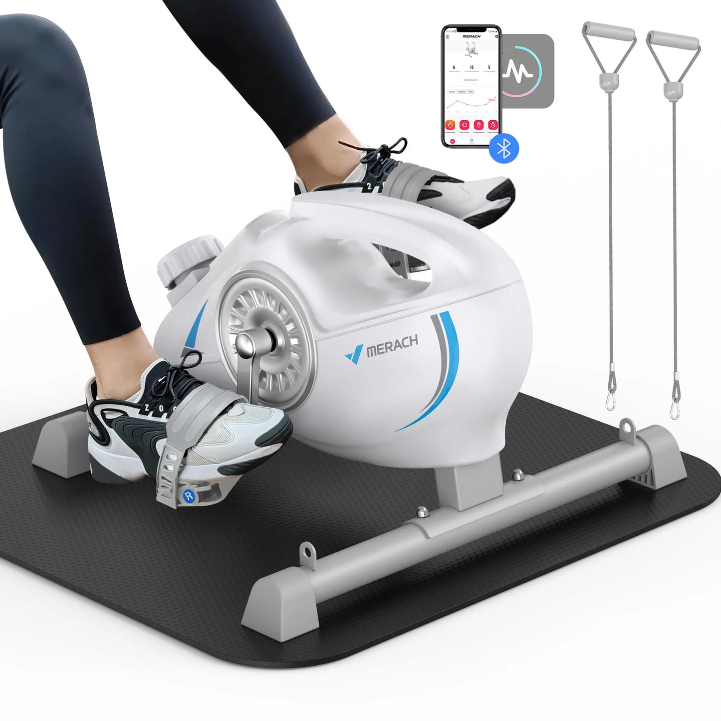 MERACH Under Desk Bike Pedal Exerciser With Quiet Magnetic Resistance And App