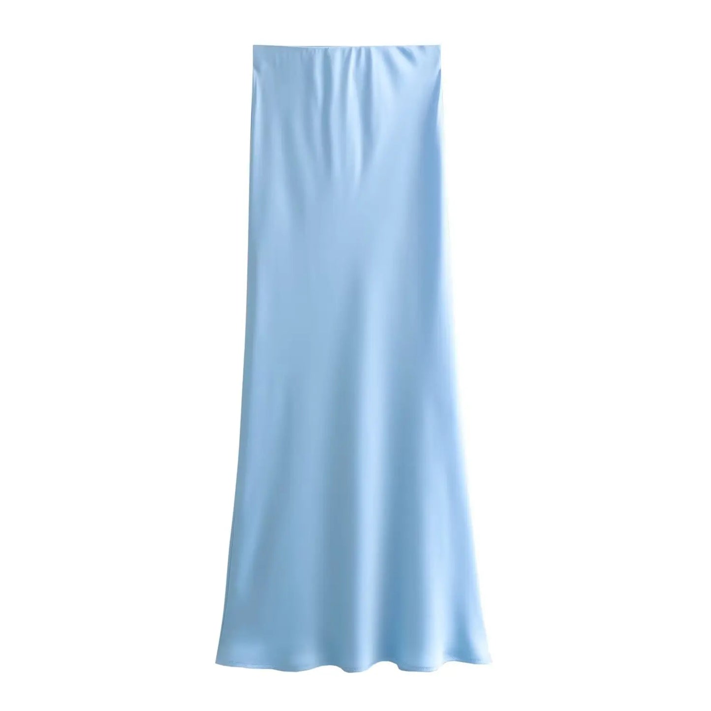 KONDALA Vintage Satin Skirt Women High Waist Elegant Silky