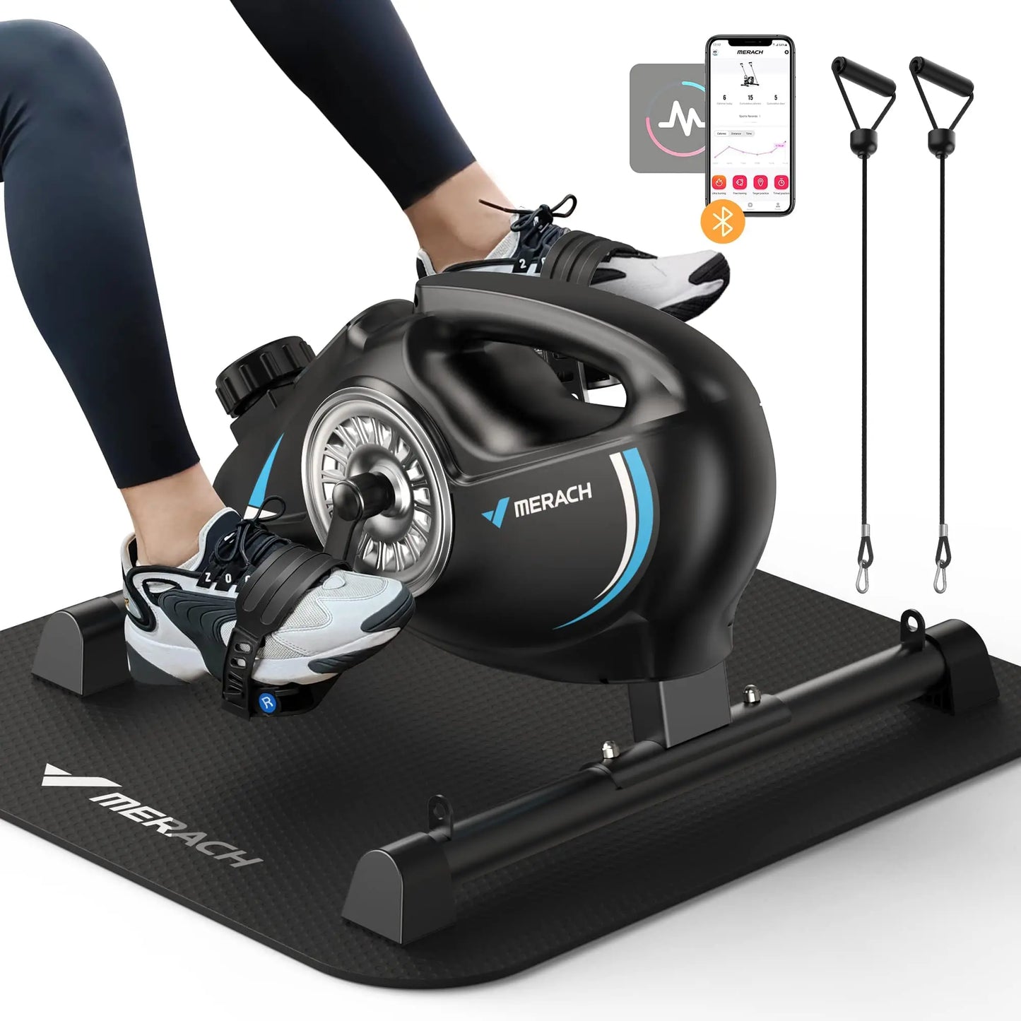 MERACH Under Desk Bike Pedal Exerciser With Quiet Magnetic Resistance And App