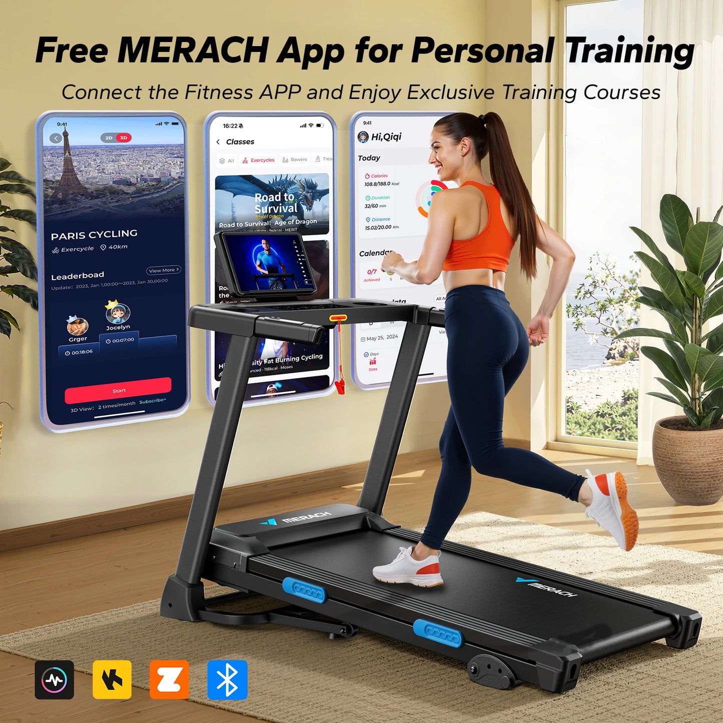 MERACH Foldable Treadmill T12 Incline With Quiet Double Deck
