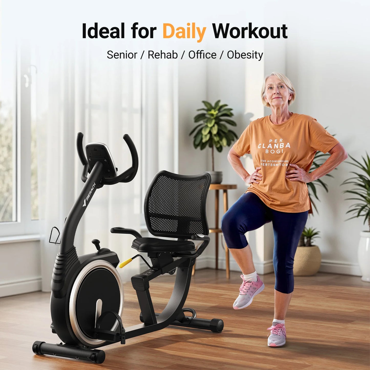MERACH Recumbent Exercise Bike For Home Use With Heart Rate