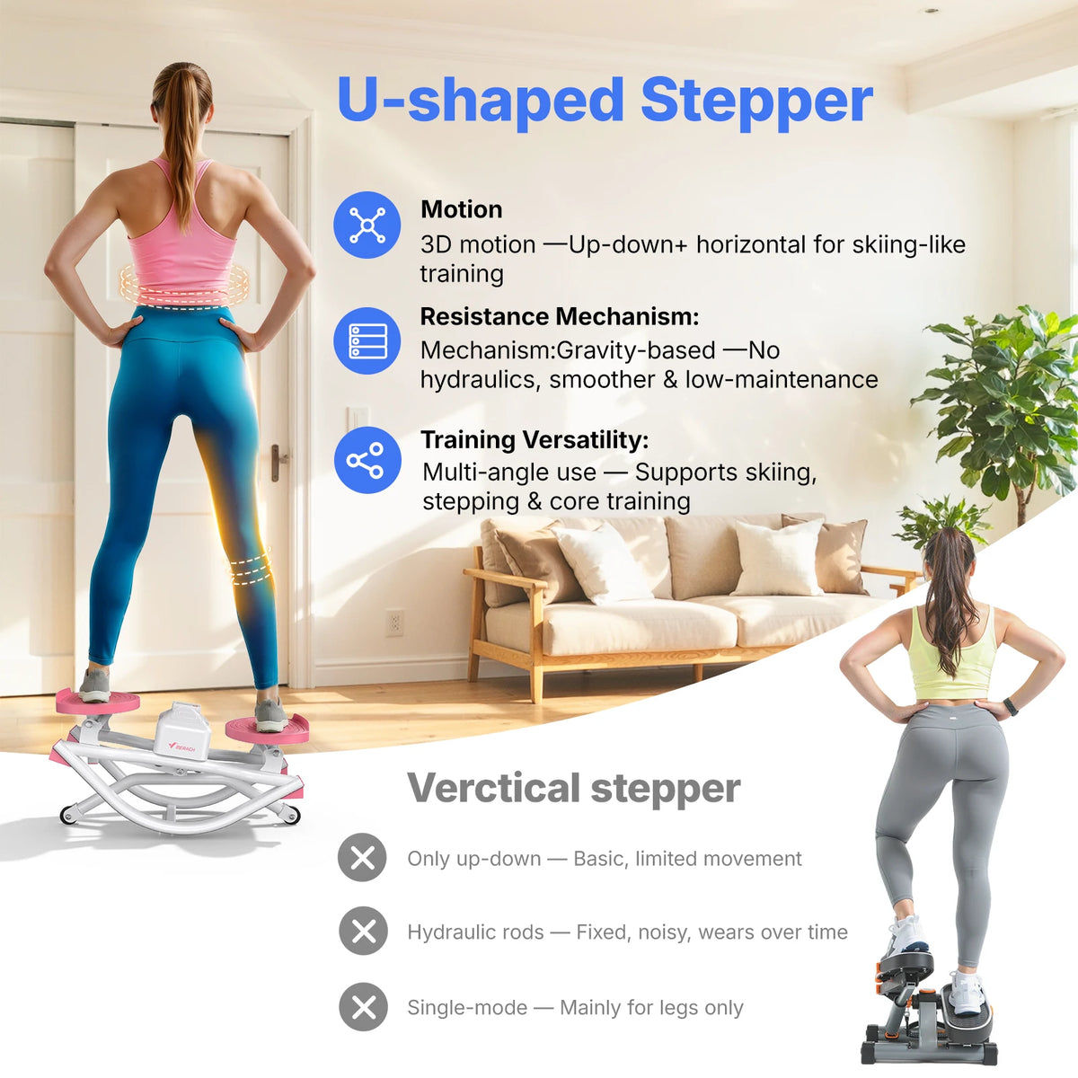 Merach Silent Rocking Stepper With Ab Twist Core Workout Machine