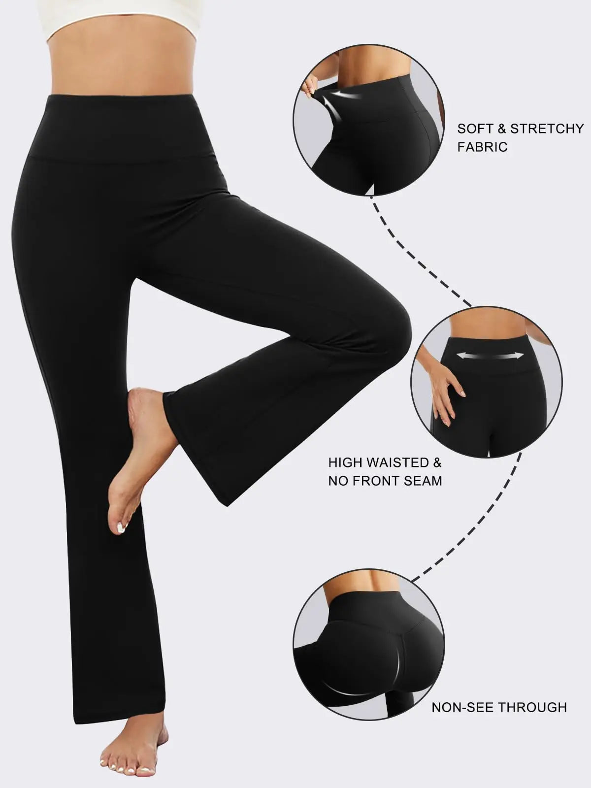 Women High Waisted Flare Leggings Seamless Yoga Pants Tummy Control