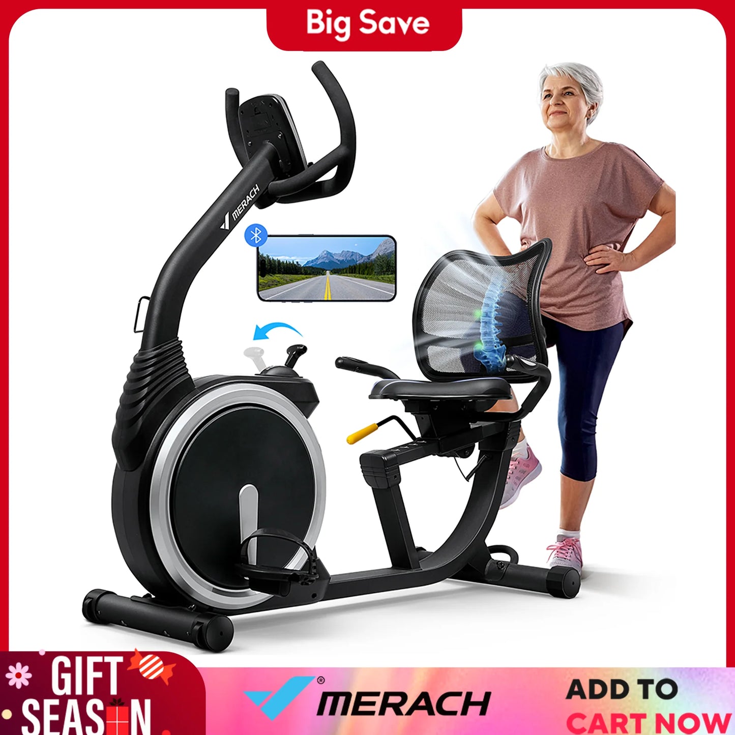 MERACH Recumbent Exercise Bike For Home Use With Heart Rate