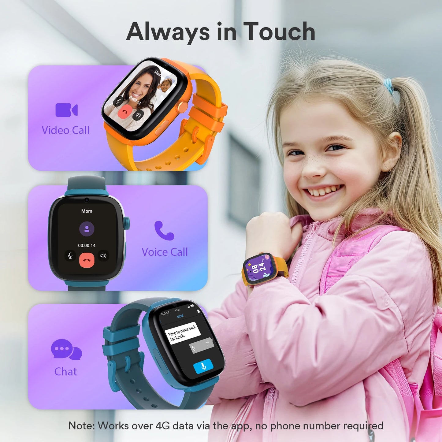 EIOTMART 4G Kids Smartwatch GPS With SOS And Parental Controls