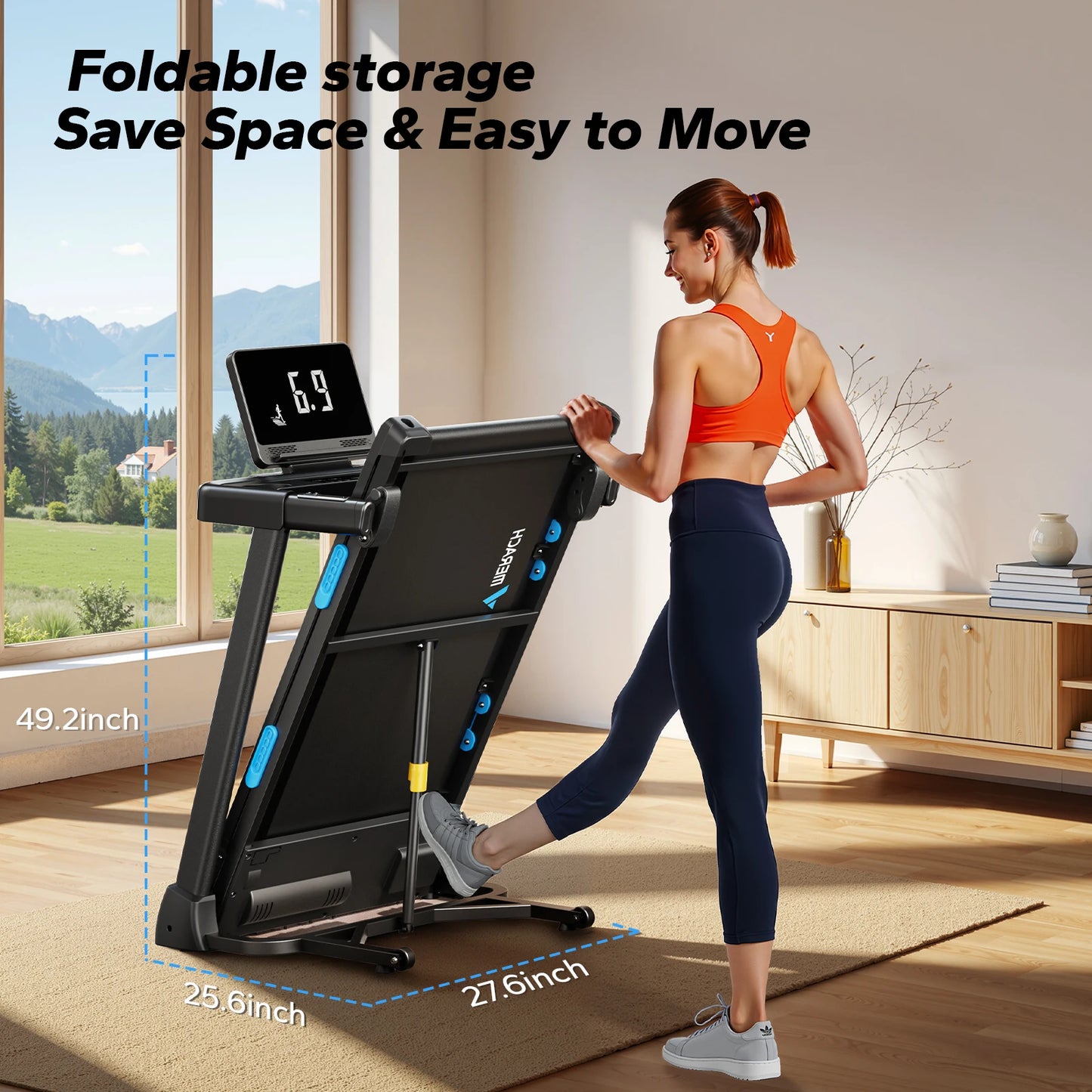 MERACH Foldable Treadmill T12 Incline With Quiet Double Deck