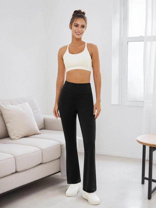 Women High Waisted Flare Leggings Seamless Yoga Pants Tummy Control