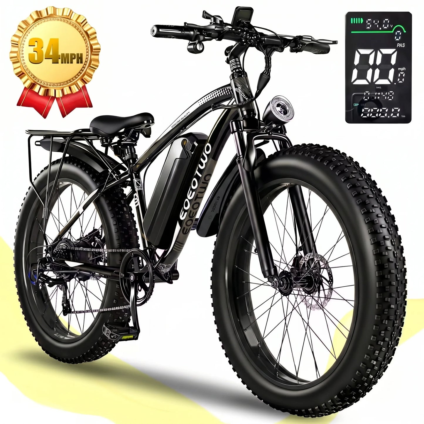 EOEOTWO 1500W Fat Tire Electric Bike For Adults 34MPH 48V Long Range
