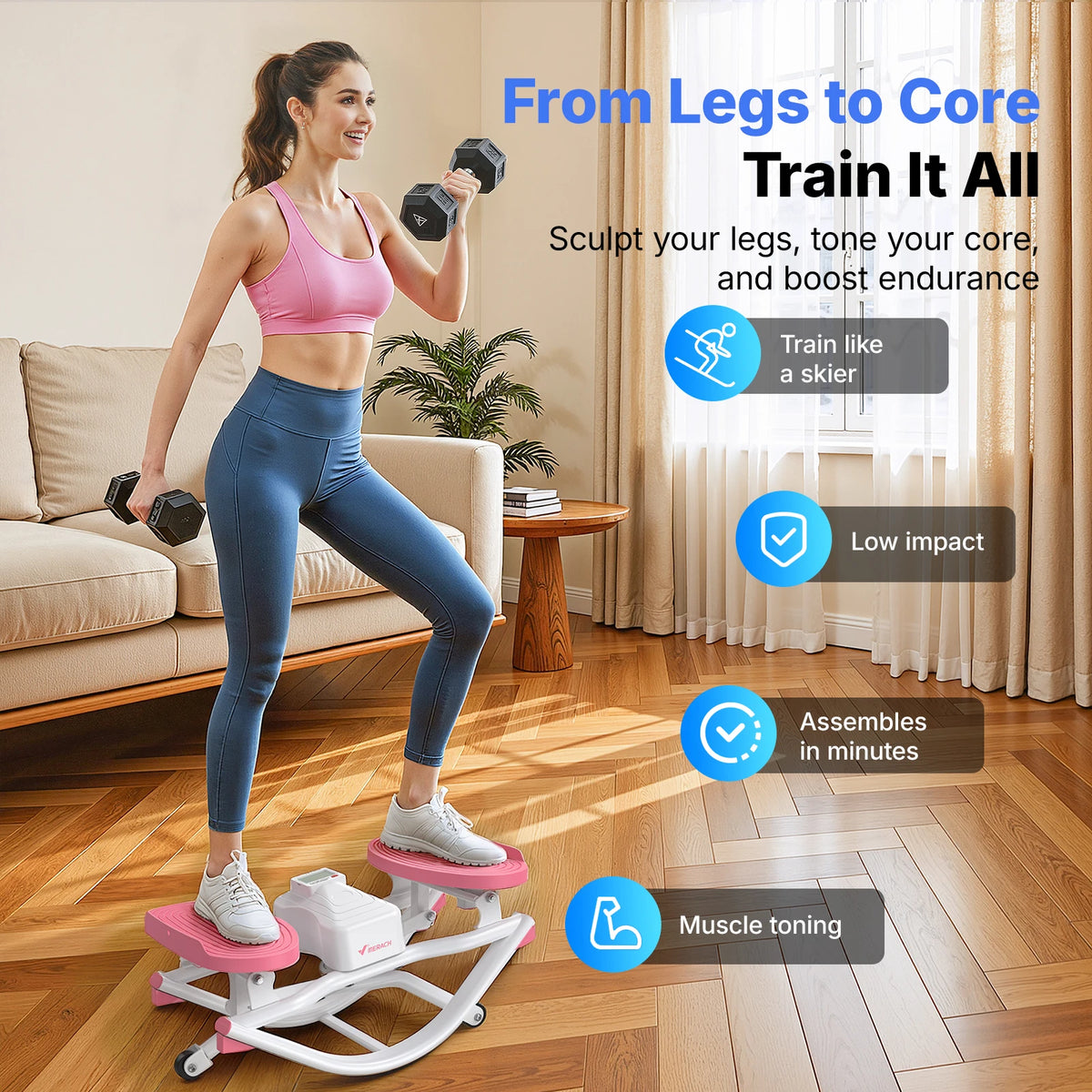 Merach Silent Rocking Stepper With Ab Twist Core Workout Machine
