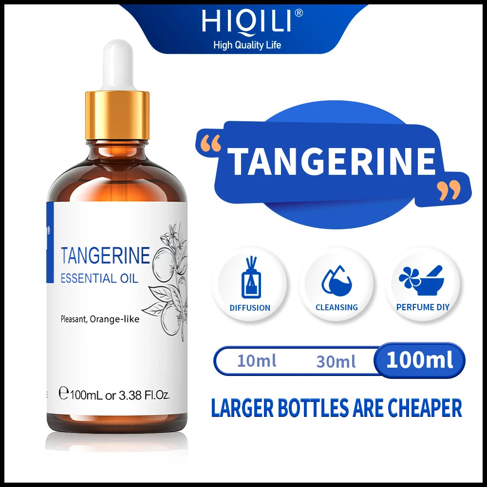 HIQILI Tangerine Essential Oil Pure Citrus For Diffuser And Cleaning