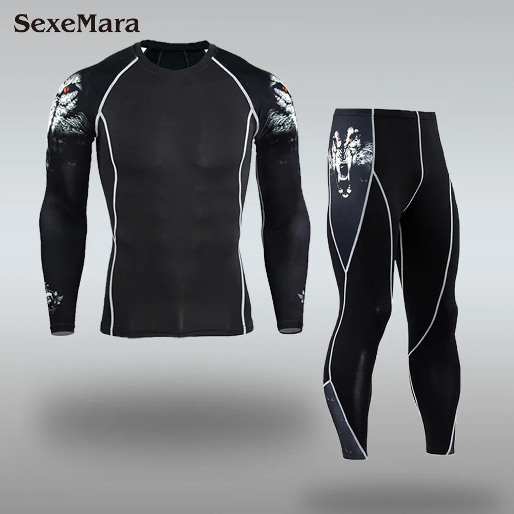 DaFeiBang Men's Thermal Underwear Set Compression Quick Dry