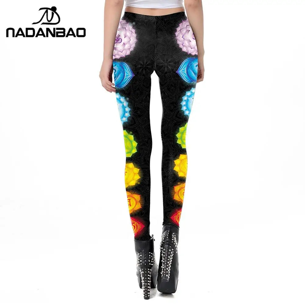 NADANBAO Seven Chakra Mandala Leggings For Women Yoga Pants
