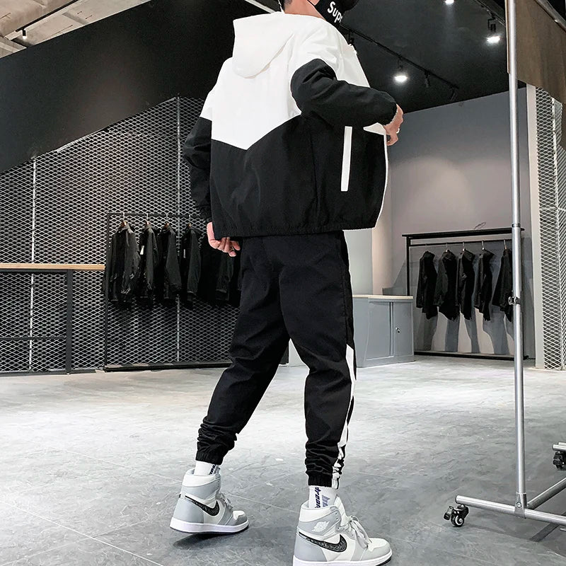MISNIKI Men's Hooded Tracksuit Set With Joggers And Sports Jacket