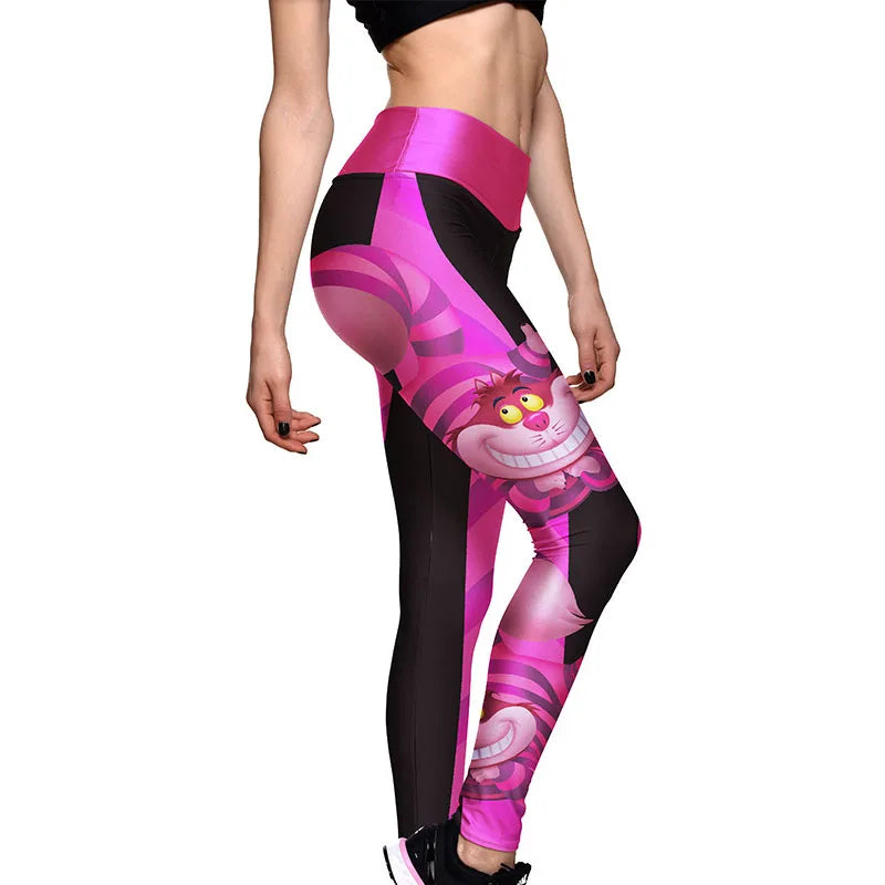 Junxi Wan 3D Cat Print Leggings Women High Waist Fitness