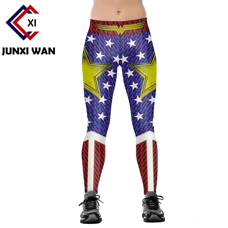 Junxi Wan 3D Cat Print Leggings Women High Waist Fitness